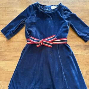 Mini Boden Navy Blue Velvet Dress 3-4